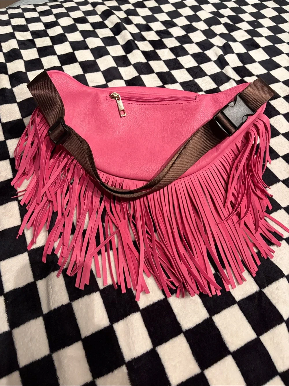 Fringe Leather Belt Bag - Pink - Picture 2 of 2